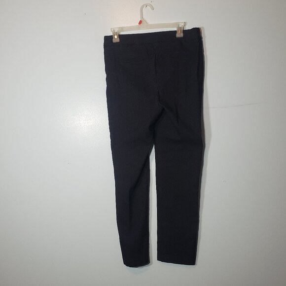 Hilary Radley Womens Size M Mid Rise Straight Leg Black Grid Pull on Pants - Picture 2 of 4